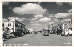 Street Scene with Crews Hotel, Vintage Cars, and Casner Motor Co. Tow Truck Postcard