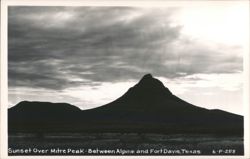 Sunset Over Mitre Peak - Between Alpine and Fort Davis Postcard