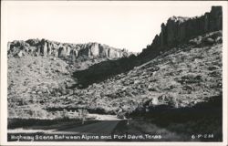 Highway Scene Between Alpine and Fort Davis, Texas Postcard