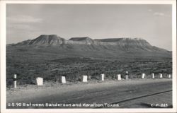 U.S. 90 Between Sanderson and Marathon, Texas - Desert Mountain Landscape Postcard