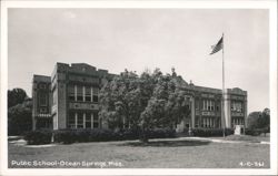 Public School Building with American Flag Postcard