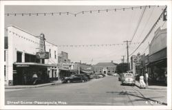 Street Scene with Wiggins Drugs, Woodford Cafe, and Coca-Cola Billboard Postcard