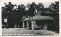 Jungle Park Cafe with Windmill, Mobilgas, and Coca-Cola signs Postcard