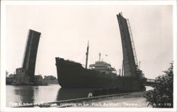 The Esso Baltimore Ship Passing Through Open Drawbridge Postcard