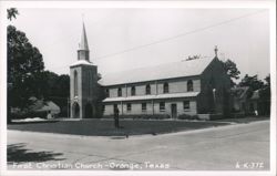 First Christian Church Building with Spire and Cross Postcard