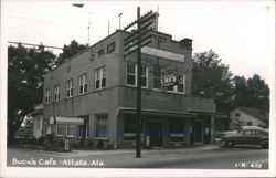 Buck's Cafe, Attalla, Alabama - Brick Building with Tourist Sign Postcard
