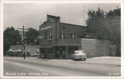 Buck's Cafe with Vintage Car Postcard