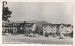 Waynesville Country Club Inn with Vintage Cars and Mountains Postcard