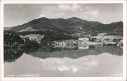 Lake Junaluska, NC View with Mountains and Building Reflection Postcard