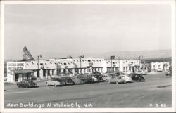 Main Buildings at White's City with Carlsbad Caverns Information Postcard