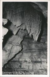 Formations in One of The Twin Caves, Spring Mill State Park Postcard