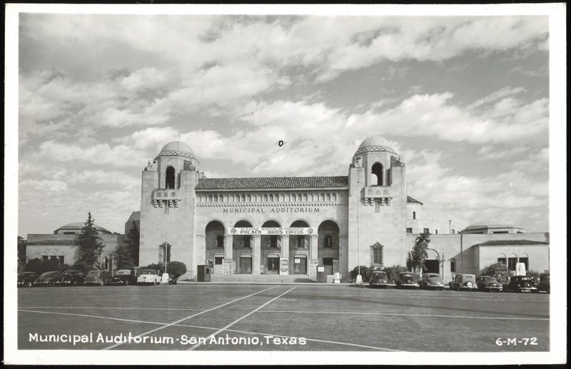 Municipal Auditorium with Polack Bros. Circus Sign San Antonio Texas