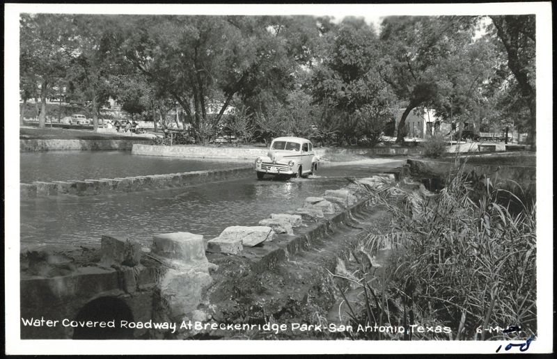 Water Covered Roadway at Breckenridge Park San Antonio Texas