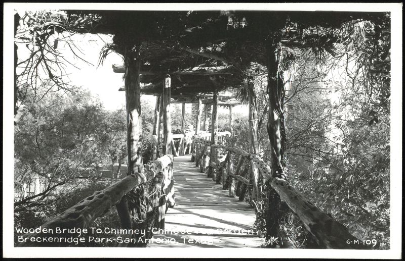 Wooden Bridge To Chimney - Chinese Garden, Breckenridge Park San Antonio Texas