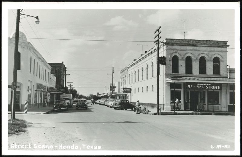 Downtown Hondo, Texas, 18th Street with Dawson's and C & M Stores
