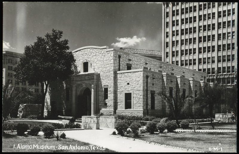 Alamo Museum View with Adjacent Building and Garden San Antonio Texas