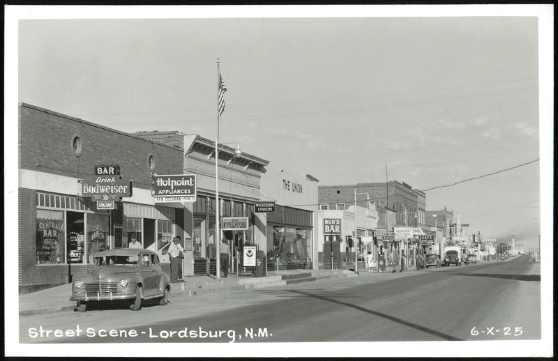 Lordsburg, NM Street Scene with Businesses and Cars New Mexico