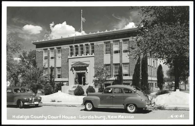 Hidalgo County Court House with Vintage Cars Lordsburg New Mexico