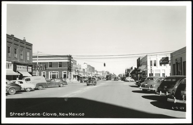 Street Scene with Businesses and Cars, Clovis, New Mexico
