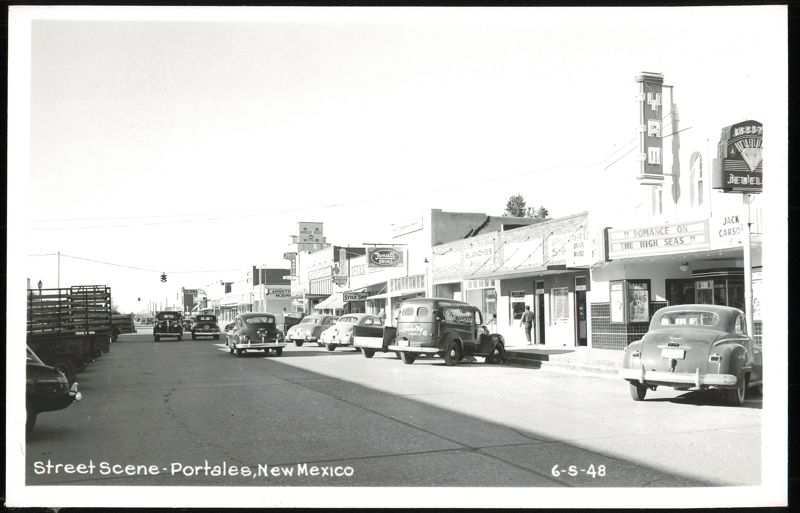 Street Scene with Businesses and Movie Theater Portales New Mexico