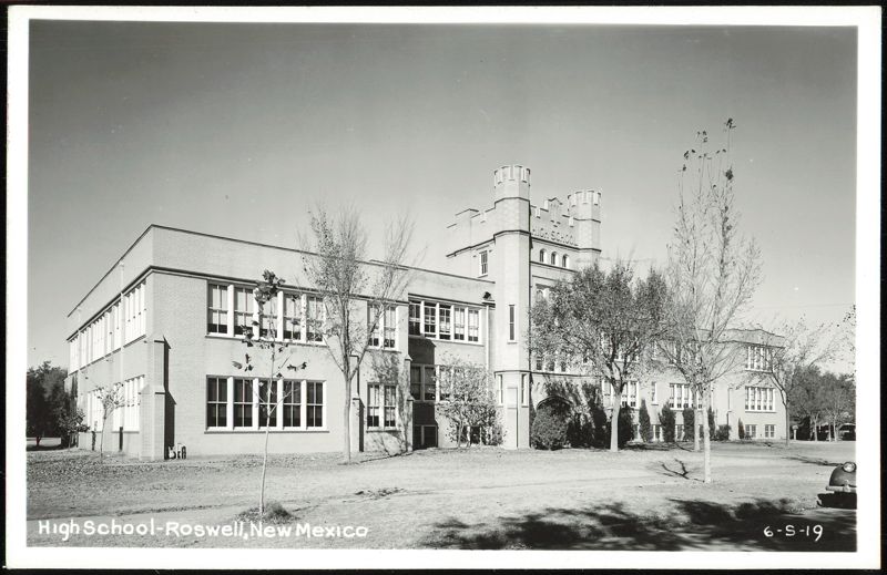 High School Building with Castle-like Tower Roswell New Mexico