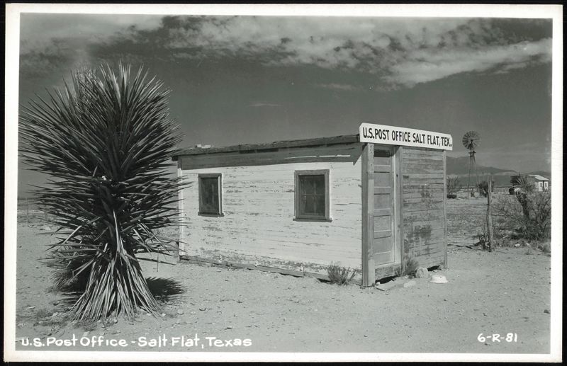 U.S. Post Office in Salt Flat, Texas with Yucca Plant