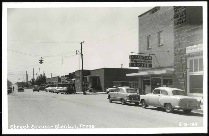 Street Scene with Stanton Walgreen Agency Drugs Texas