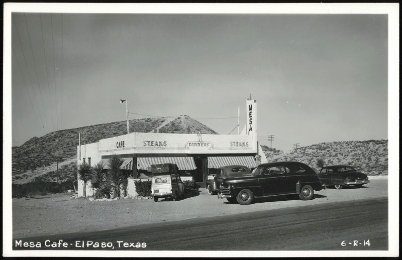 Mesa Cafe with Cars and Hills, El Paso Texas
