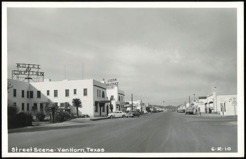 Street Scene with Hotel El Capitan, Van Horn, TX Texas