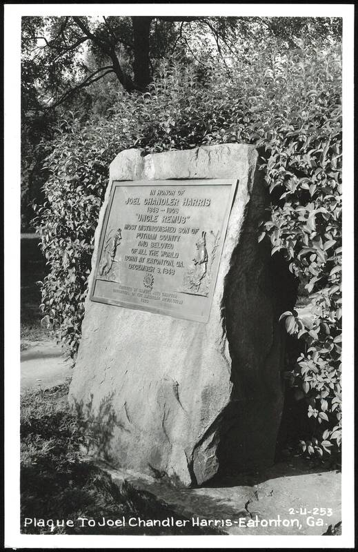 Joel Chandler Harris 'Uncle Remus' Memorial Plaque Eatonton Georgia