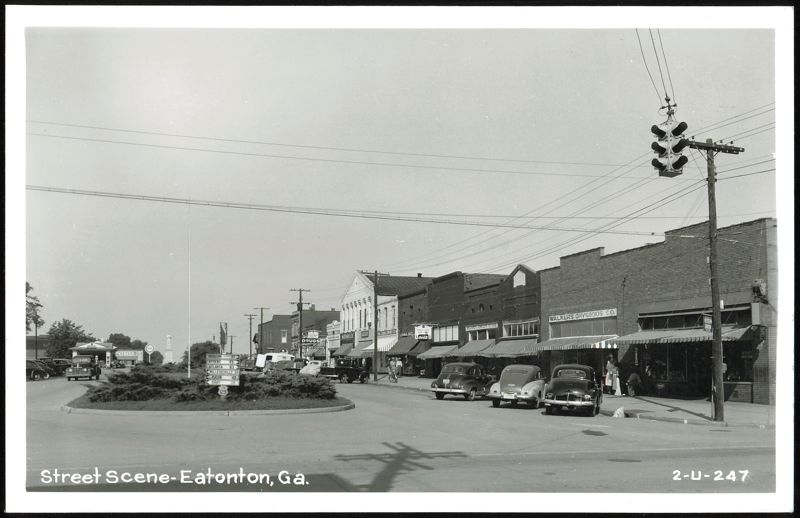 Downtown Street with Businesses and Cars Eatonton Georgia