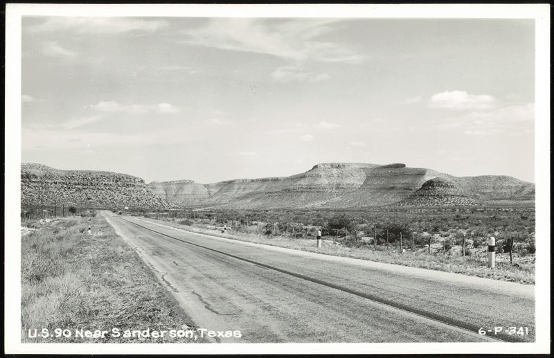 U.S. 90 Highway through Desert Mountains, Sanderson, TX Texas