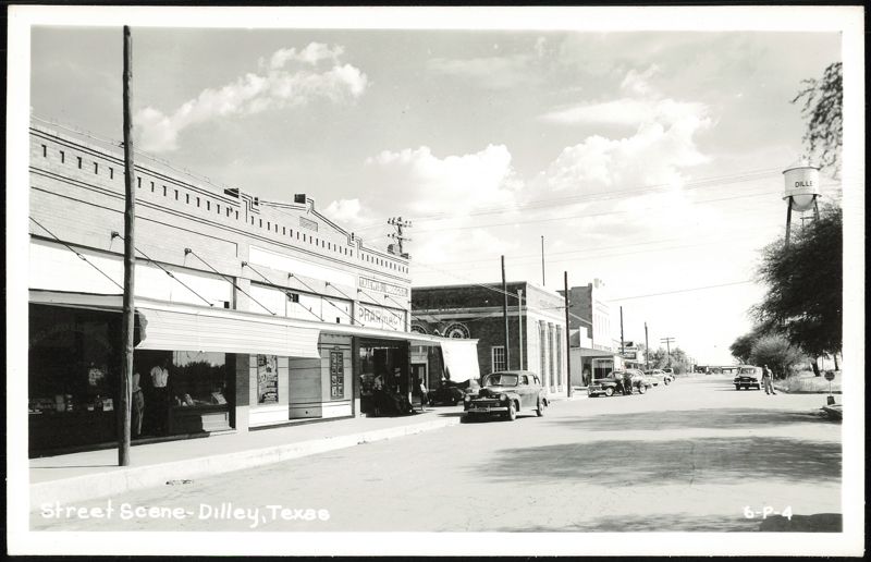 Street Scene with T.H. Lewis Druggist and Pharmacy, Dilley Texas