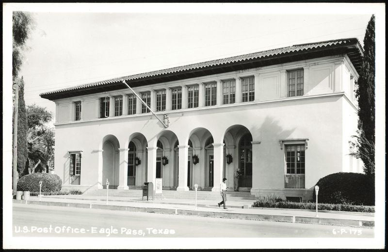 U.S. Post Office Building with Arches and Tile Roof Eagle Pass Texas