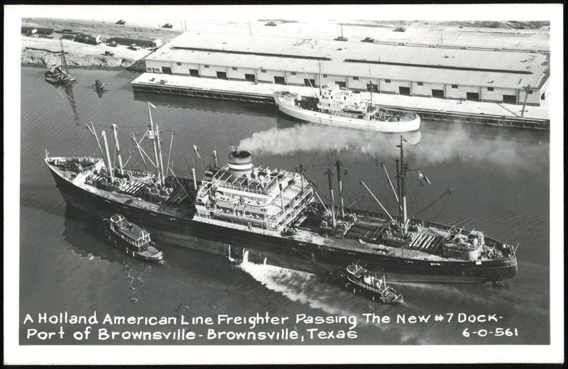 Holland American Line Freighter Passing New #7 Dock, Port of Brownsville Texas