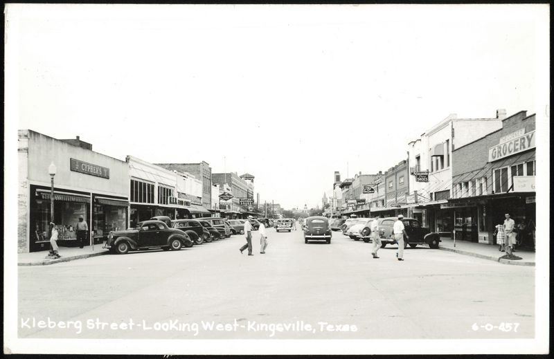 Kleberg Street Looking West, Kingsville, TX - Shops & Vintage Cars Texas
