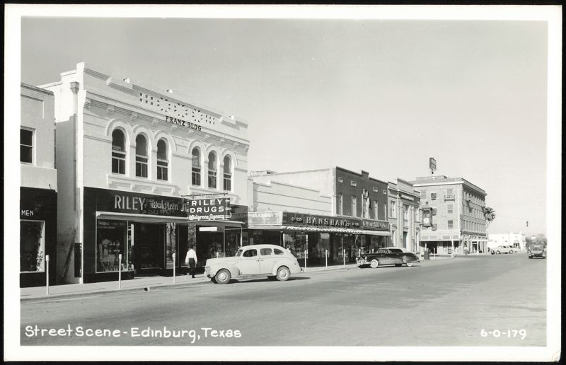 Downtown Street Scene with Riley Drugs and Hanshaw's Edinburg Texas