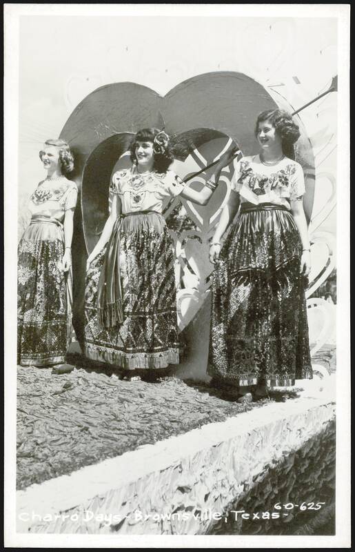 Three Women in Traditional Dresses at Charro Days Festival Brownsville Texas