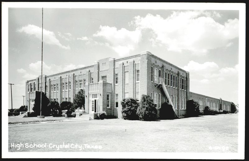 High School Building with Flagpole Crystal City Texas