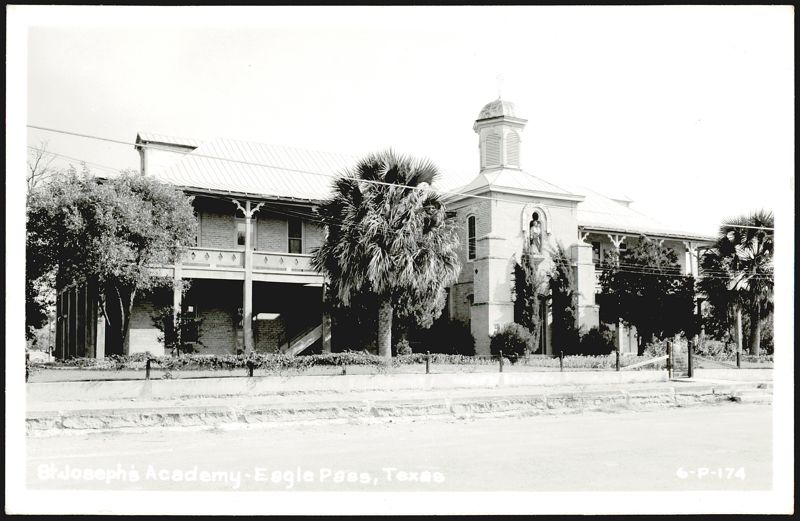 St. Joseph's Academy with Bell Tower and Statue Eagle Pass Texas