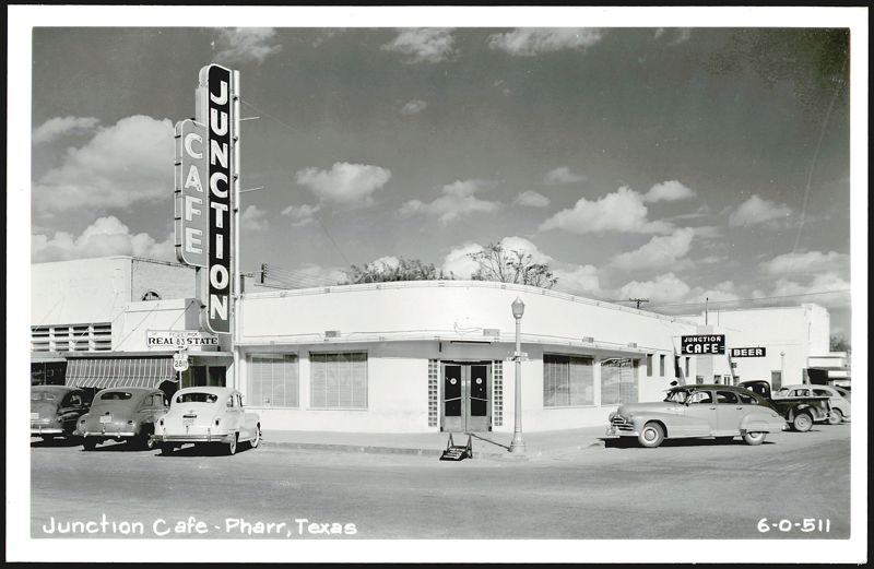 Junction Cafe, vintage cars, and highway intersection Pharr Texas