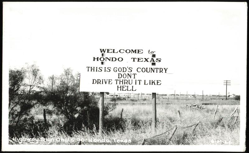Welcome to Hondo Texas Sign, 'This is God's Country'