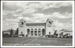 Municipal Auditorium with Polack Bros. Circus Sign Postcard