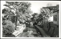 San Antonio River in the Heart of the City, Aztec Theatre sign visible Postcard