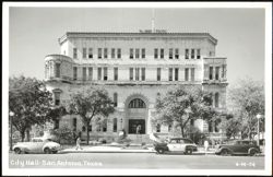 City Hall Building with Vintage Cars and Police Car Postcard