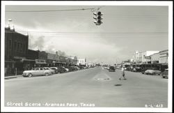 Downtown Aransas Pass Street Scene with Businesses and Vintage Cars Postcard