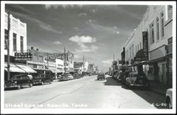 Street Scene with Businesses and Cars, Beeville Postcard