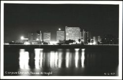 Corpus Christi, TX Skyline at Night with Water Reflections Postcard
