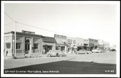 Street Scene with Businesses and Cars, Portales Postcard