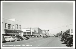 Main Street with Roswell Drug Co. and Montgomery Ward Postcard